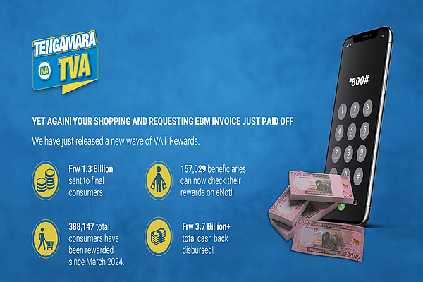 RRA disburses Frw 1.3 billion in VAT Rewards to final consumers requesting EBM invoices