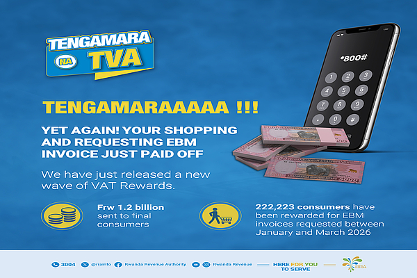 VAT REWARDS: RRA releases over Frw 1.2 billion to consumers for supporting tax compliance
